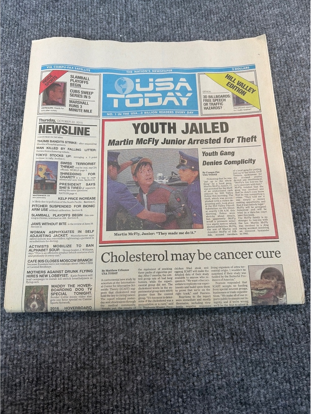 Back to the Future USA Today Special Edition Newspaper - October 22, 2015